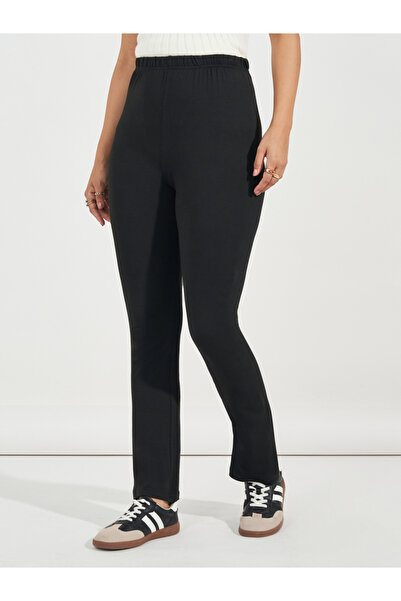 Styli Solid Elastic Waistband Slim Fit Leggings