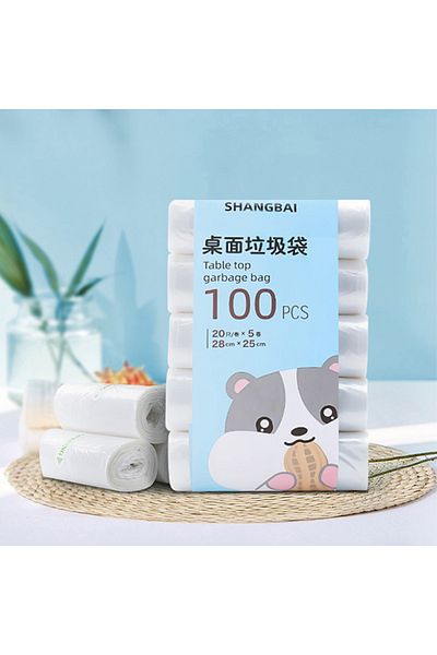WHPHous 28x25cm 5roll 100pcs Mini Garbage Bag Household Thickened Small Desktop Garbage Can Garbage Bags Dis