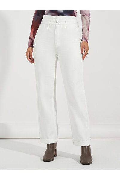 Styli High Rise Straight Fit Paper Bag Waist Jeans