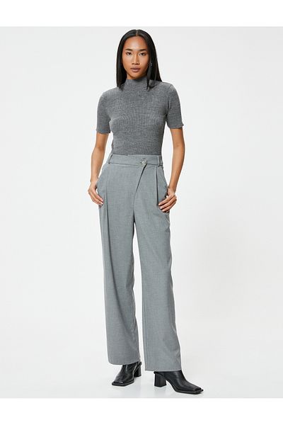Koton High Collar Short Sleeve Knitwear Sweater