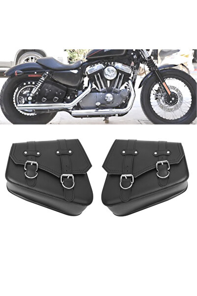 Choice حقائب جانبية عالمية للدراجات النارية مصنوعة من جلد البولي يوريثان الأسود، مناسبة لدراجات هارلي سبورتستر XL 883 12...
