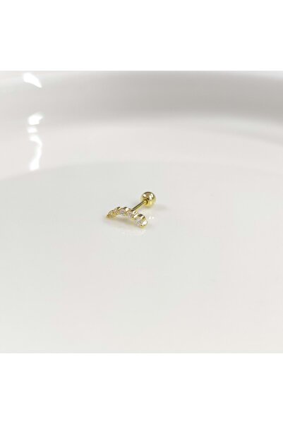 Güler Yüzlü Silver SIRALI TAŞ GÜMÜŞ TRAGUS PIERCING - ALTIN SARI