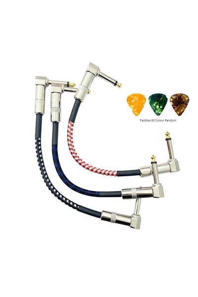 Choice Guitar Effects Pedal Patch Cables 3pcs 1/4 inch Colour Braided Guitar Effects Pedal Instrument Ca...