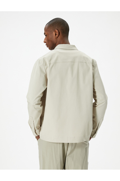 Koton Κλασικό γιακά μακρυμάνικο πουκάμισο - Τσέπη λεπτομέρεια και κουμπιά