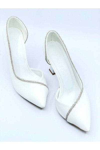 KCMN Pantofi cu toc Feles Goblet Stone Stiletto din satin alb