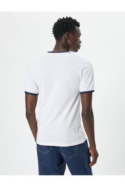 Koton Tişört Slim Fit Baskı Detaylı Bisiklet Yaka Kısa Kollu