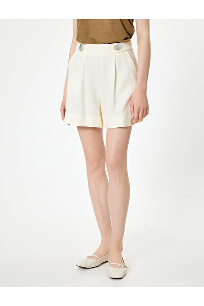 Koton Keten Şort Kemer Detaylı Cepli Pensli