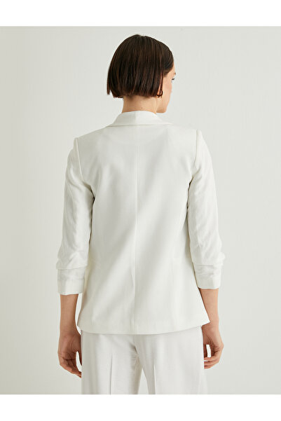 Koton Viscose Linen Blended - Blazer Jacket with Draped Sleeves and Pockets