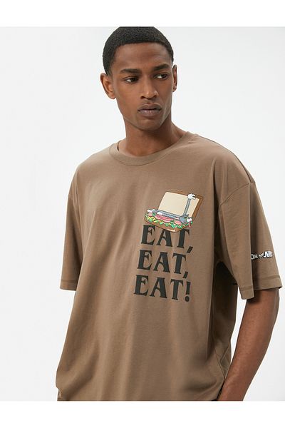 Koton Tom and Jerry Licensed Oversize Cotton T-Shirt - Short Sleeve, Crew Neck