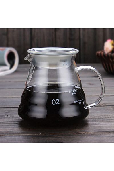 Choice 600ml 20oz Leeseph Coffee Carafe, 350/600ml Coffee Clear Glass Kettle Sharing Pot With Lids, Pour Ov