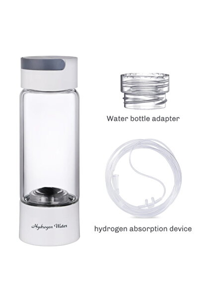 Choice زجاجة مولد مياه غنية بالهيدروجين محمولة بيضاء اللون سعة 380 مل، جسم كو...