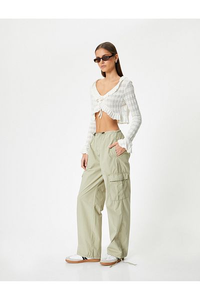 Koton Oversize Cargohose Low Waist Elastischer Bund mit Stoppertasche