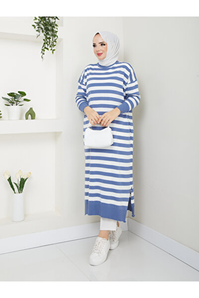 MODAMÜNASİP فستان تريكو مخطط رائع