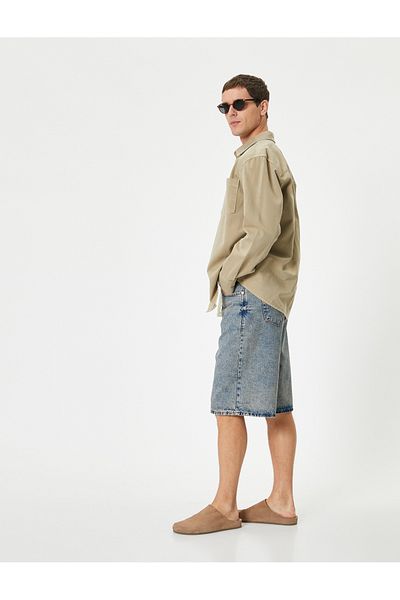 Koton Baggy Jean Shorts Oversize Cotton with Button Pockets