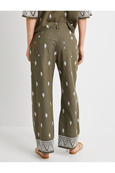 Koton Palazzo Pantolon Etnik Nakışlı Normal Bel