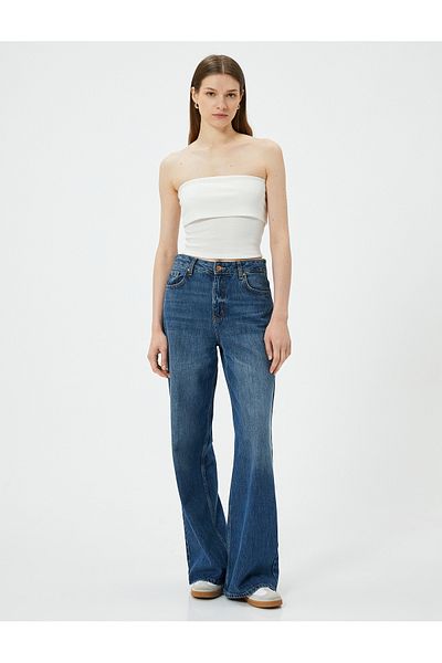Koton Trägerloser Slim Fit – gerippt mit Detail am oberen Boden