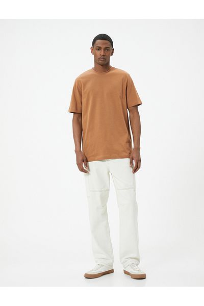 Koton Basic-Kurzarm-T-Shirt aus Baumwolle mit Rundhalsausschnitt