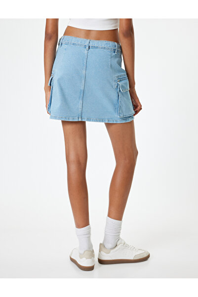 Koton Mini Kot Etek Kargo Cepli Düğmeli Kemer Detaylı Rahat Kesim