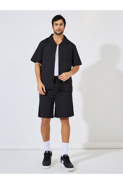 Styli Relaxed Fit Textured Woven Shirt & Shorts Co-Ords