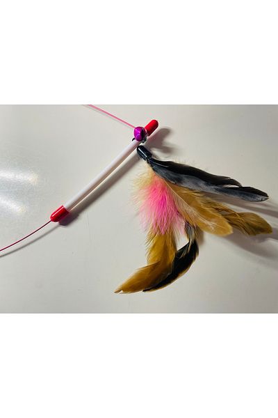 CMT Cat Playing Rod with Colorful Feathers and Tiny Rattles
