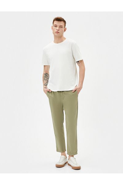 Koton Κοντό μανίκι Basic T-Shirt με υφασμάτινη ετικέτα με στάμπα με λαιμόκοψη