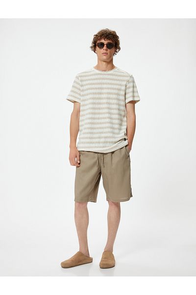 Koton Leinen-Bermuda-Oversize-Shorts – Schnürung in der Taille und Taschendetail