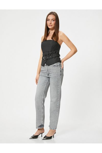 Koton High Waist Straight Leg Jeans - Eve Slim Jeans