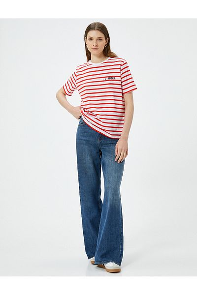 Koton Crew Neck Printed Cotton Short Sleeve T-Shirt