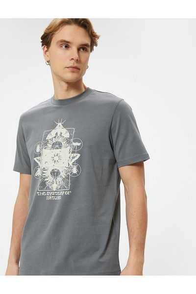 Koton Crew Neck Slogan Mystic Printed Short Sleeve T-Shirt