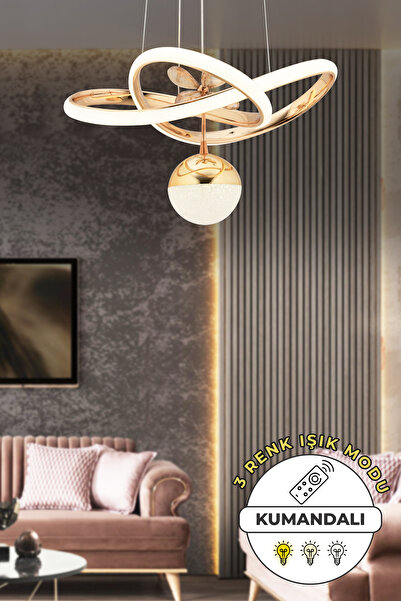 Capella Aydınlatma Rita Kumandalı Gold 3 Renk Işık Özellikli Dimmerli Modern ...