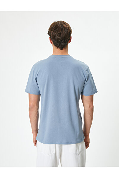 Koton Βαμβακερό μπλουζάκι με λεπτή εφαρμογή - στάμπα με σύνθημα, κοντό μανίκι, λαιμόκοψη