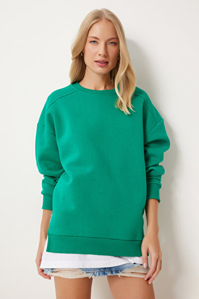 Lovelyİstanbul Φούτερ με φερμουάρ σε σκούρο πράσινο χρώμα - LUB0003