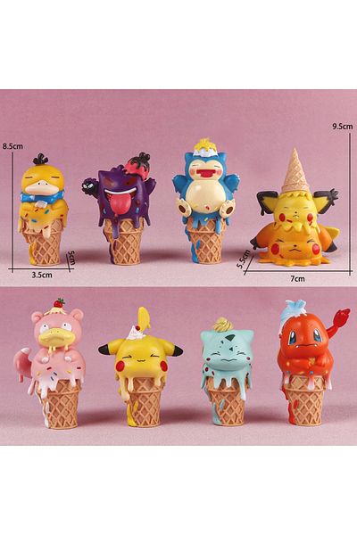 Choice 8pcs Hot Pokemon Ice Cream Anime Figure Model Action Figure Pikachu Gengar Model Toy Cartoon Collect