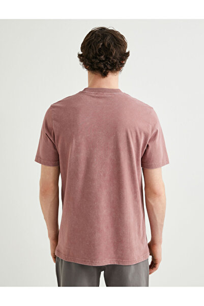 Koton Slogan İşlemeli Tişört Yıkamalı Bisiklet Yaka Kısa Kollu