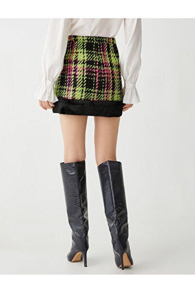 Koton Plüsch-Tweed-Minirock mit detaillierten Details