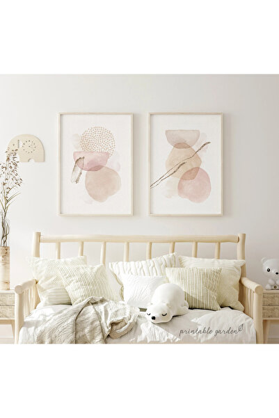 woodhomeworks Ahşap Çerçeveli 3 Lü Soyut Tablo Home Ev Salon Oturma Odası Yat...