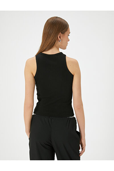 Koton Cotton Halter Neck Corded Tank Top - Sleeveless