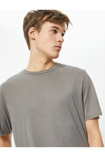 Koton Μπλουζάκι με κοντό μανίκι Viscose Blend Crew Neck