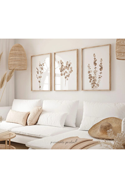 woodhomeworks Ahşap Çerçeveli 3 Lü Soyut Tablo Home Ev Salon Oturma Odası Yat...