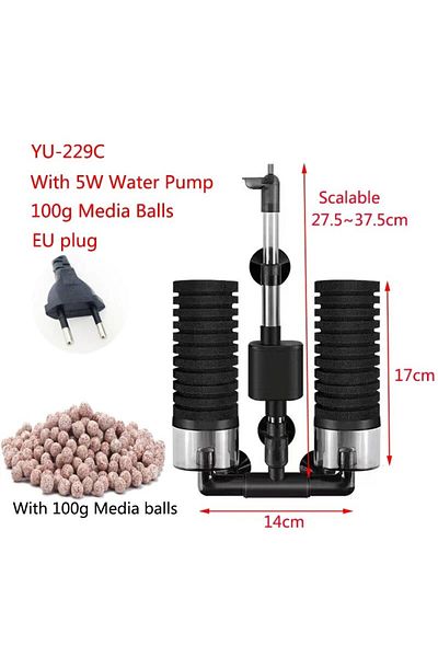 Choice Yu229 With Ball Aquarium Filter With Water Pump For Fish Tank Air Pump Skimmer Biochemical Sponge Fi