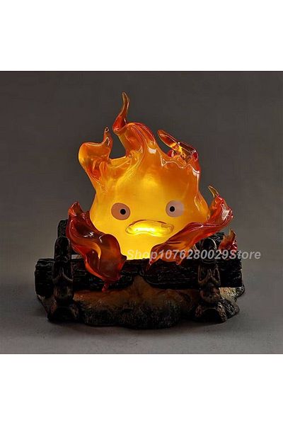 Choice 12cm Calcifer Anime Figure Pvc Luminous Model Action Figure Breathing Lamp GK Model Toys Collecti...