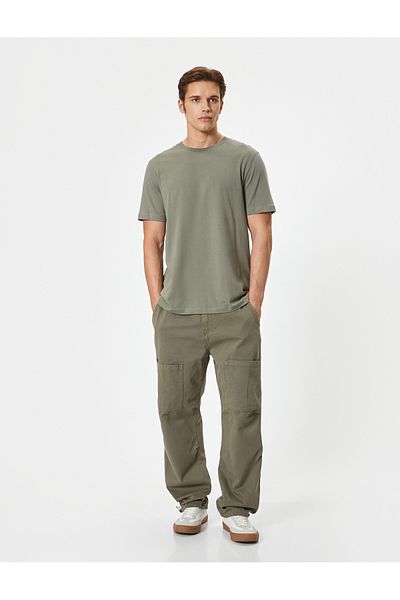 Koton Locker sitzende Cargohose aus Baumwolle – Design mit Schnürung an der Taille