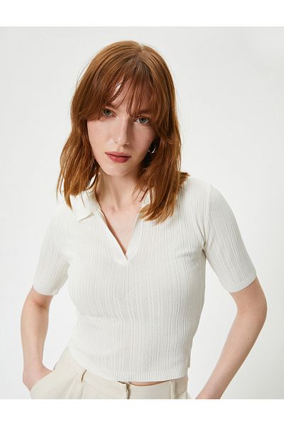 Koton Polo Neck Sweater Knitwear Crop Short Sleeve
