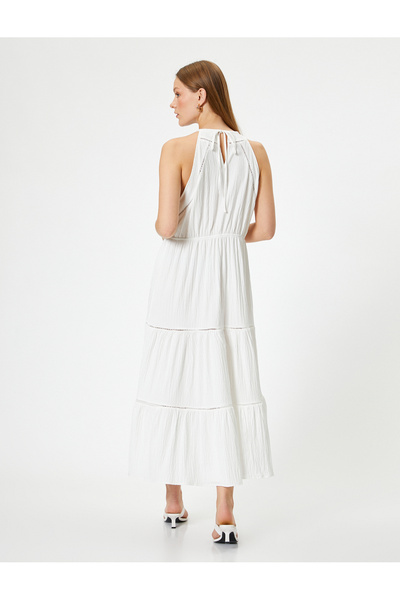 Koton Vrstvené šaty s dlouhou ohlávkou s texturou