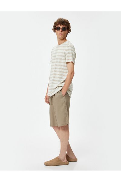 Koton Leinen-Bermuda-Oversize-Shorts – Schnürung in der Taille und Taschendetail