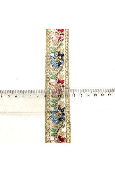 Choice 2 Meters Coffee 3.5cm Wide 2m/6.56ft Each Pack Big Wide Lace Embroidery Trim Flower Sewing Curtain A