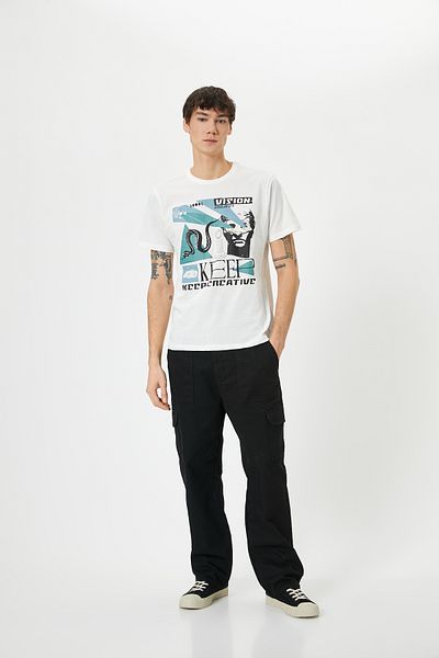 Koton Tricou alb pentru bărbați - 4sam10296hk