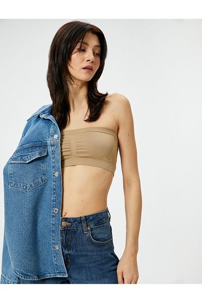 Koton Strapless Super Crop Tank Top Ribbed