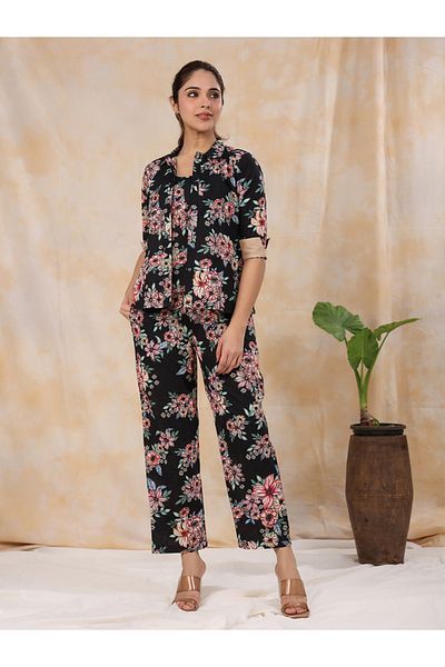 Sanskrutihomes By Styli Floral Print 3/4 Sleeves Shirt & Pants Co-Ords