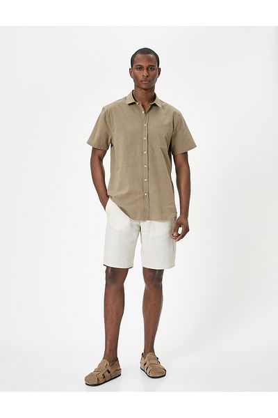 Koton Kurzarmhemd Slim Fit Klassischer Kragen Geknöpftes Taschendetail